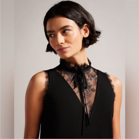 Ted Baker Chharis Lace Neck Minidress - Picture 3 of 5